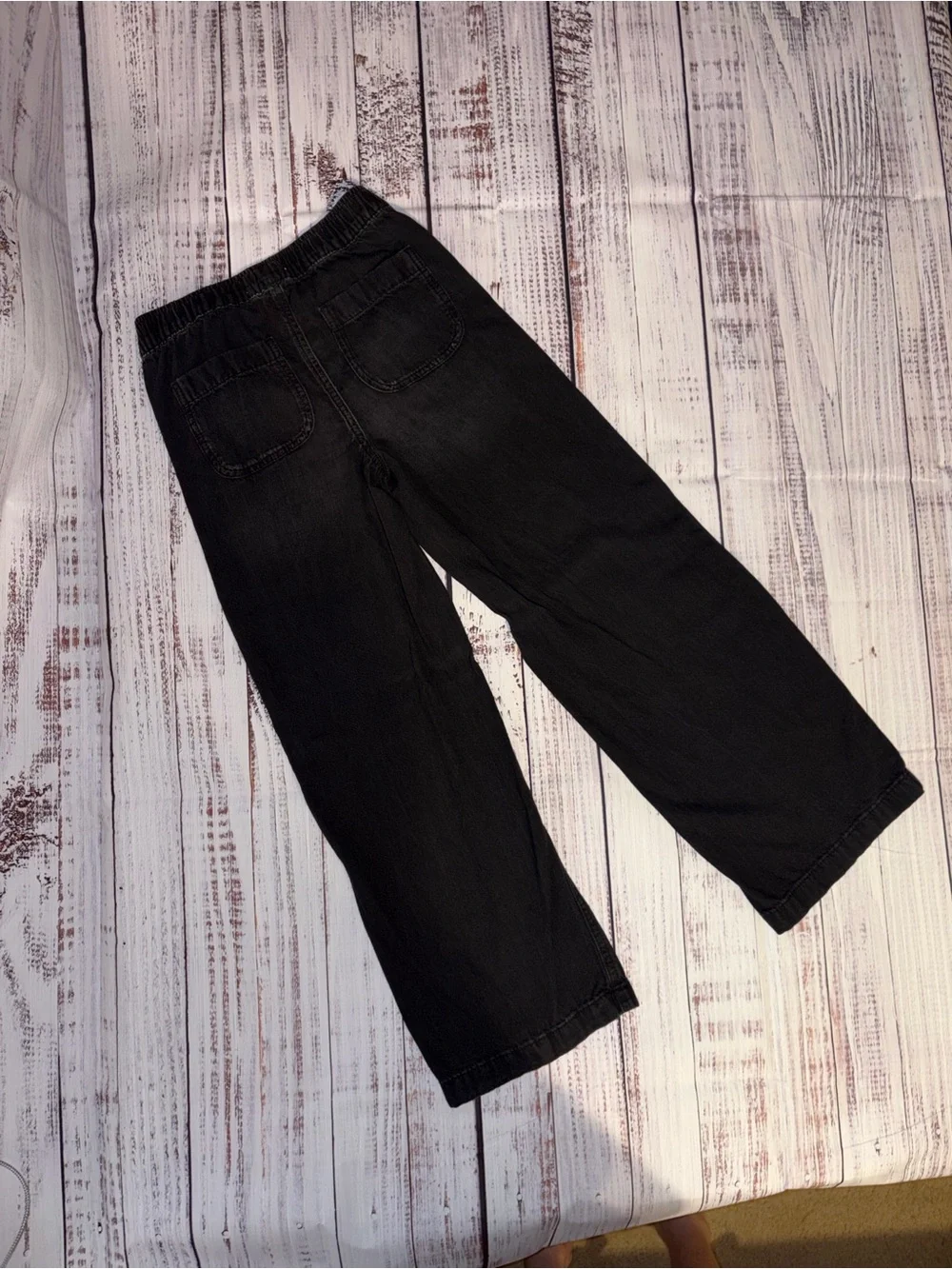 SO Black Pull-On Jeans Girls Size 12 Wide Leg Star Detail
